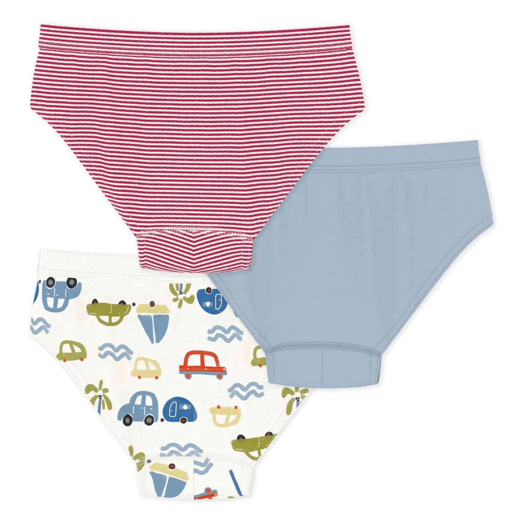 Petit Bateau - Pack de 3 slips de coche para niño | Blanco