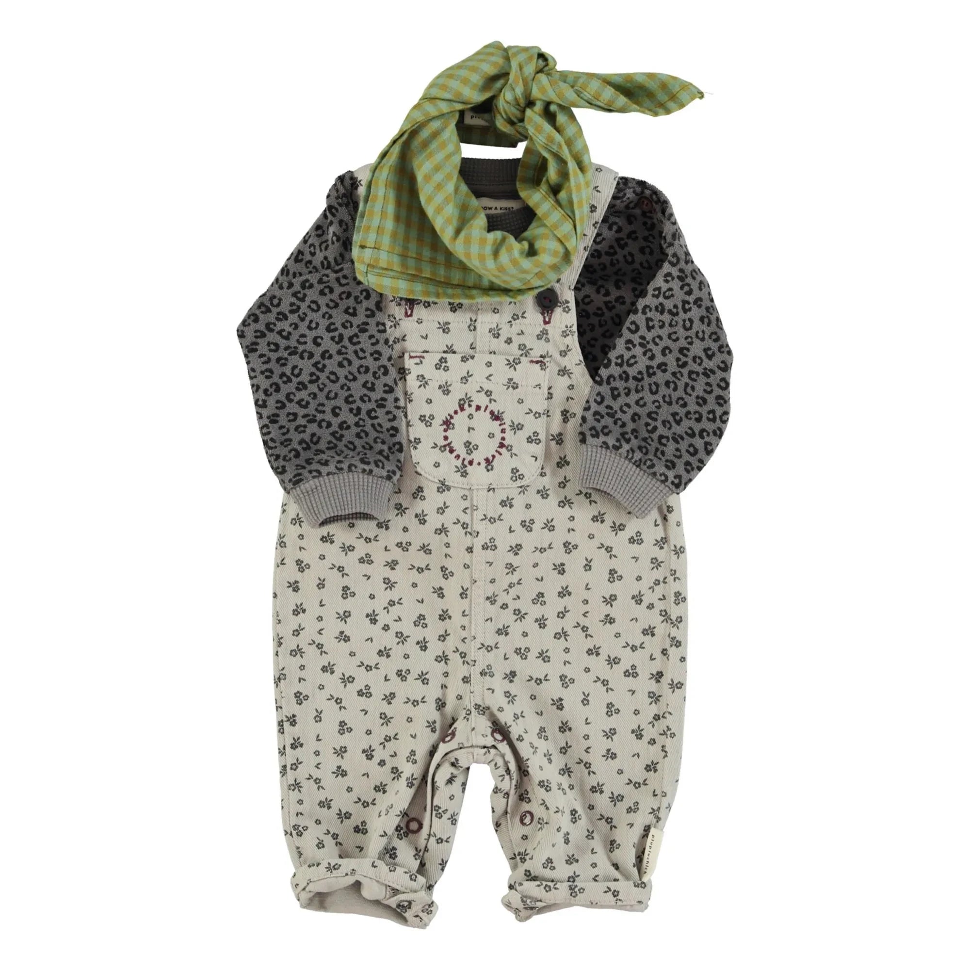 Piupiuchick - Pelele de bebé con estampado floral | Gris claro