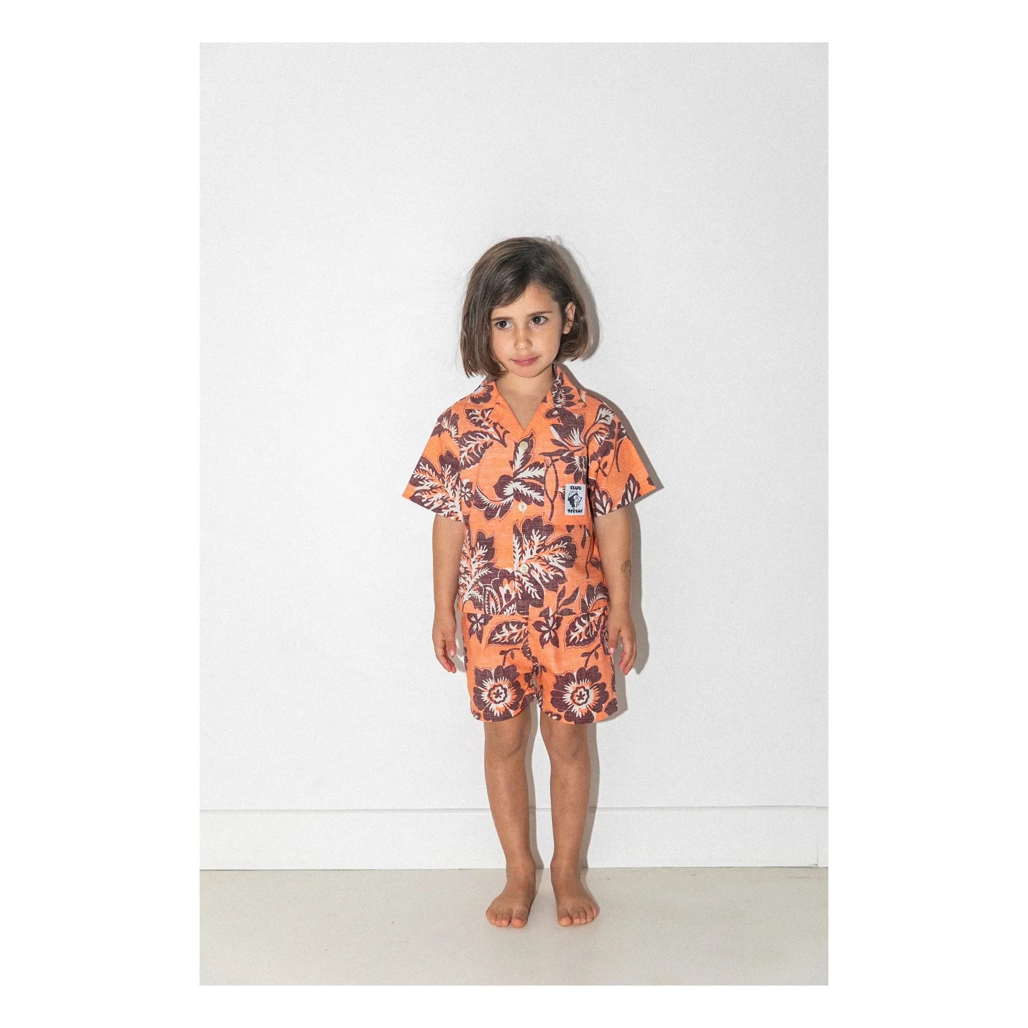 Conjunto de camisa y pantalón corto Club Trésor - Tiki Waikiki Popelín | Naranja
