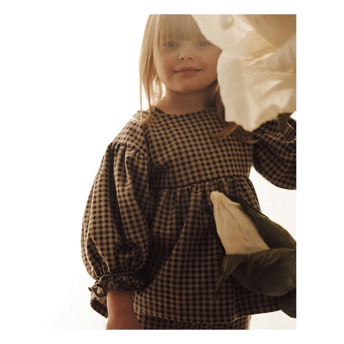 Fliink - Blusa de Algodón Orgánico a Cuadros Ella | Marrón