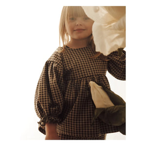 Fliink - Blusa de Algodón Orgánico a Cuadros Ella | Marrón