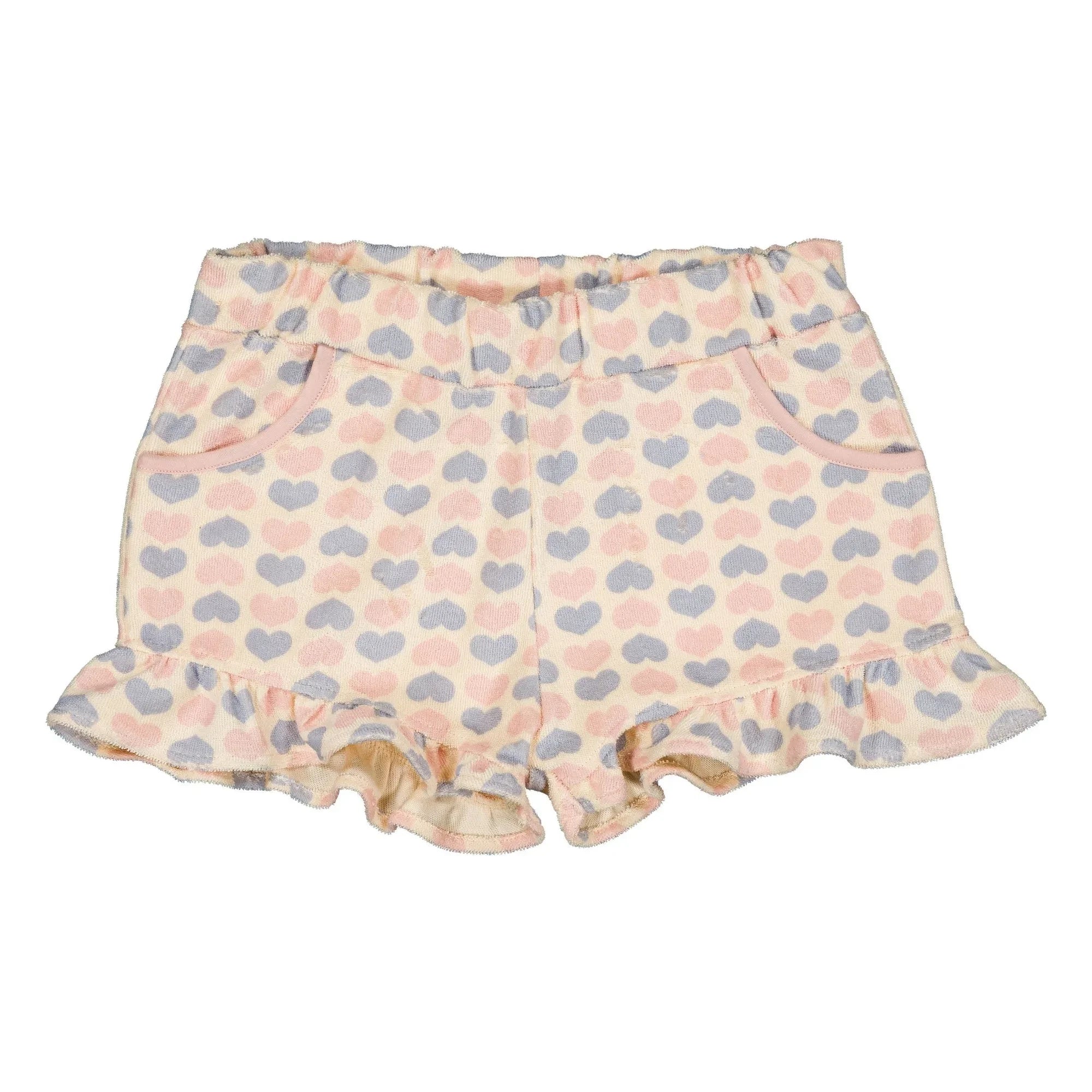 Louis Louise - Shorts con Volantes Astrée Felpa Corazones | Rosa Empolvado