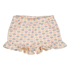 Louis Louise - Shorts con Volantes Astrée Felpa Corazones | Rosa Empolvado