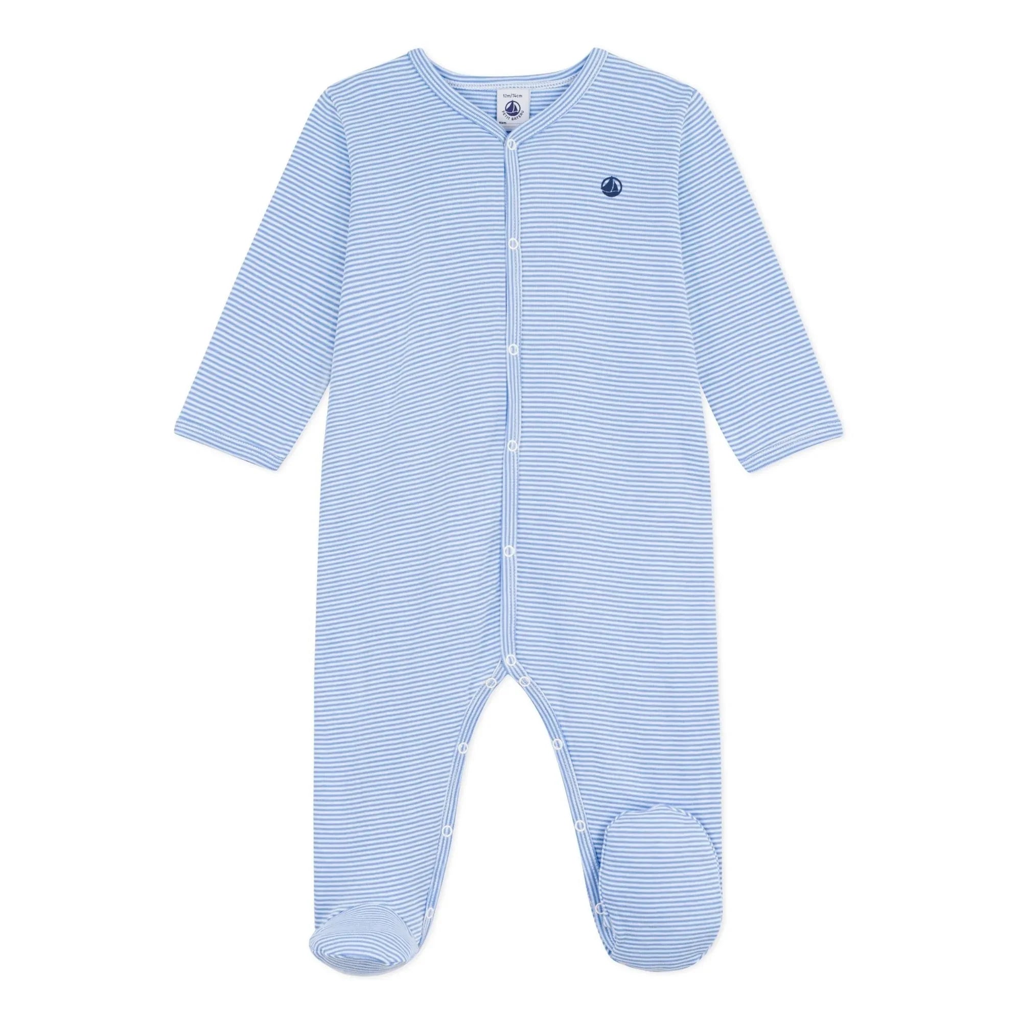Petit Bateau - Pijama de algodón orgánico a rayas | Azul