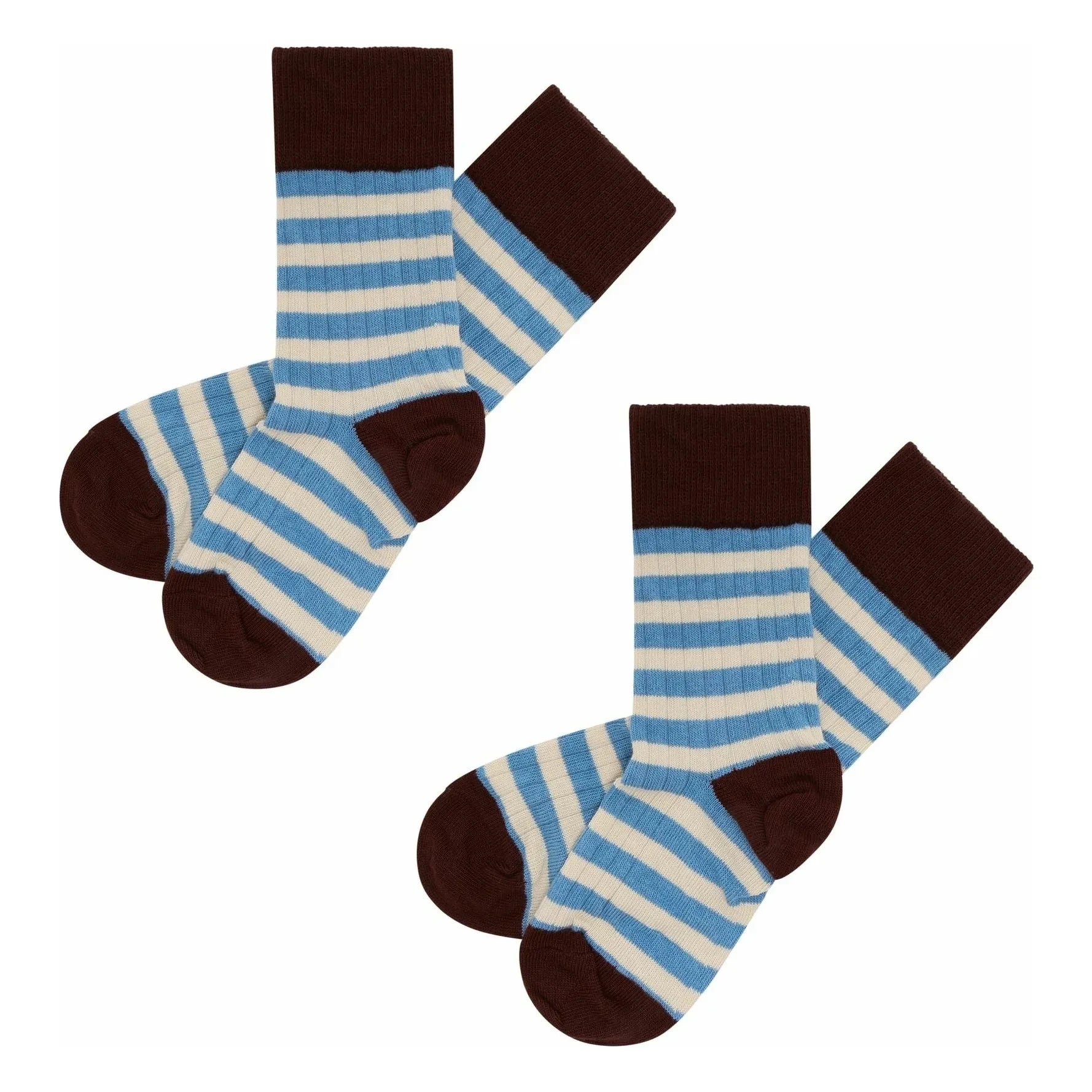 FUB - Set de 2 pares de calcetines clásicos a rayas | Azul celeste
