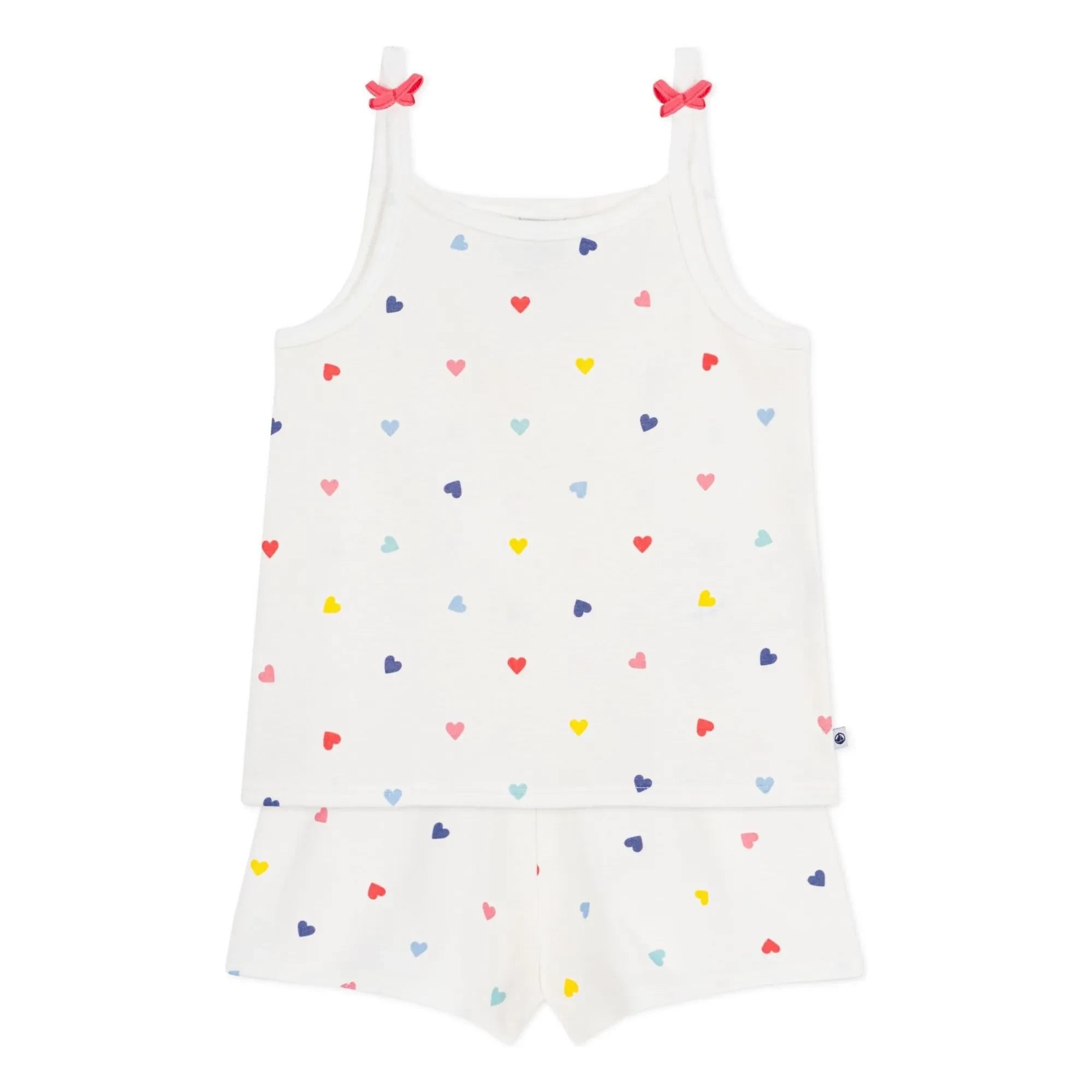 Petit Bateau - Camiseta corta de pijama estampada de corazones | Blanco