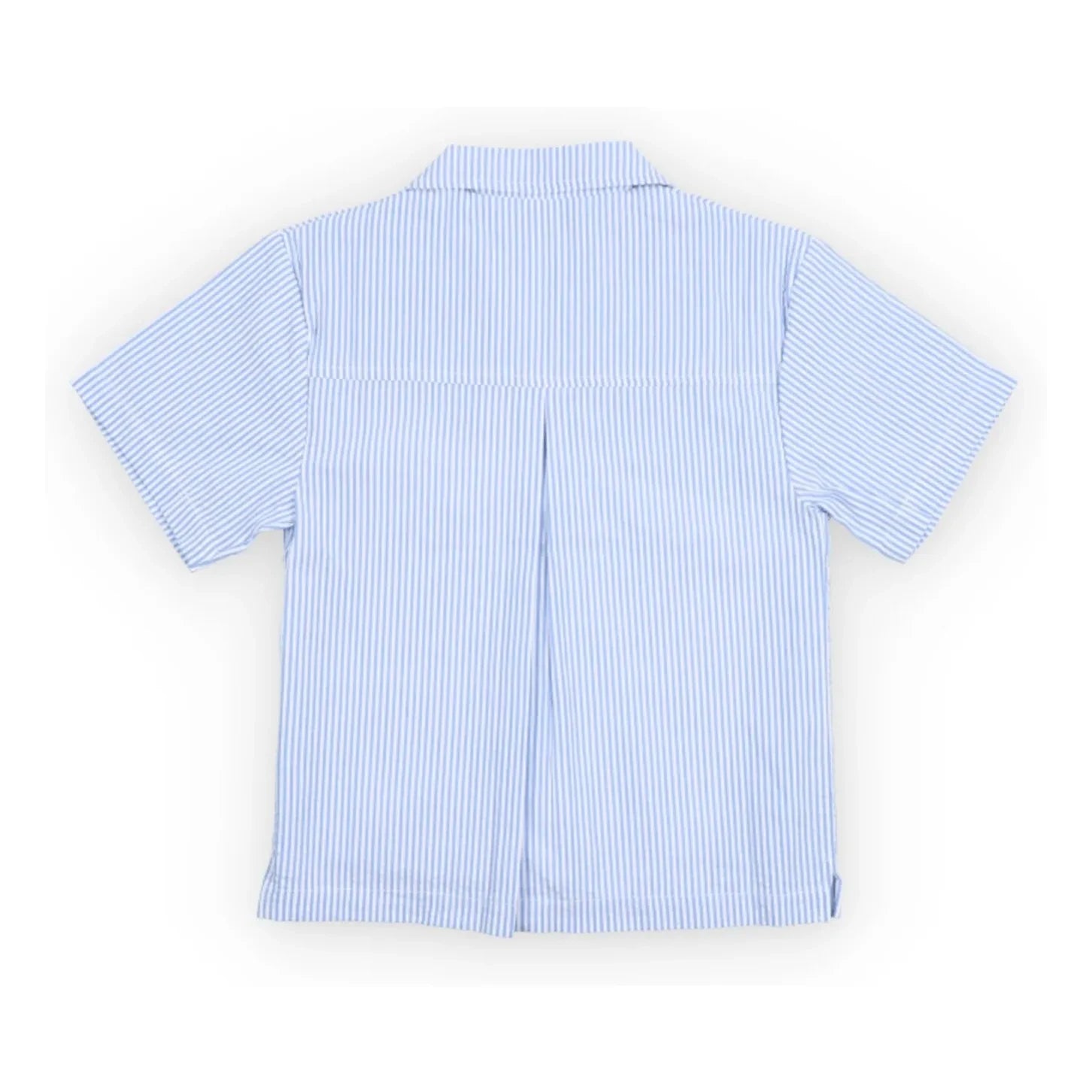 the new society - Camisa de lino seersucker a rayas Badem | Azul claro