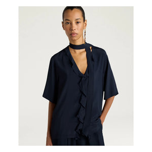 Momoni - Blusa de manga corta Salvia | Azul marino