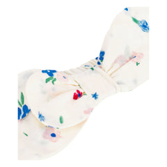 Petit Bateau - Diadema de popelín de algodón orgánico con nudo floral | Blanco