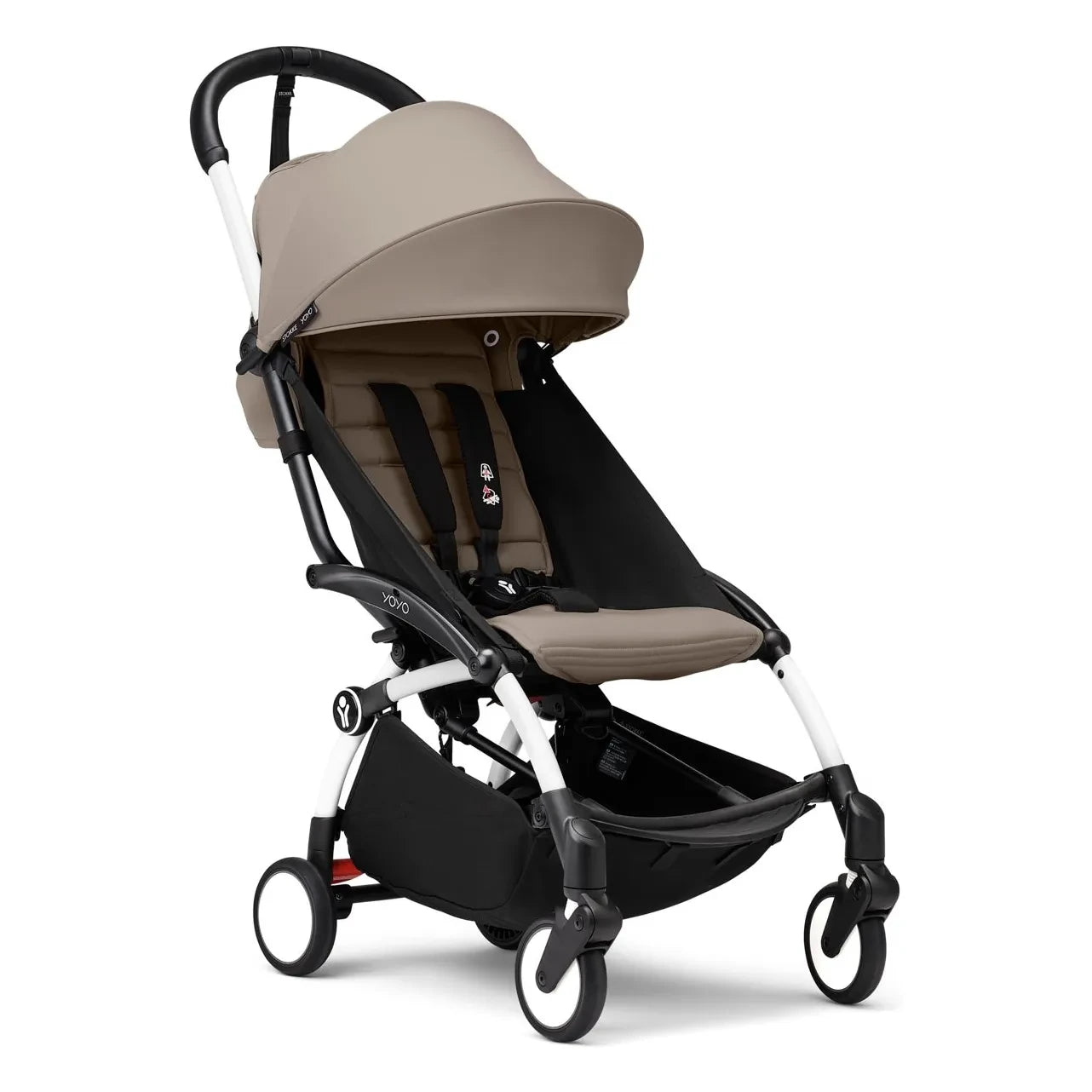 Stokke® - YOYO³ 6+ Silla de Paseo con marco blanco | Marrón topo