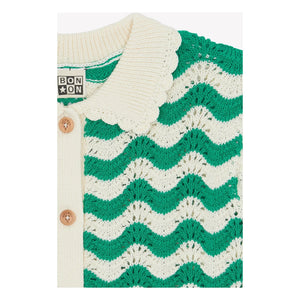 Bonton - Camisa de cuello de ganchillo Ninon | Verde Esmeralda