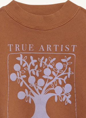True Artist - Ex Libris organik pamuklu sweatshirt | Kahverengi