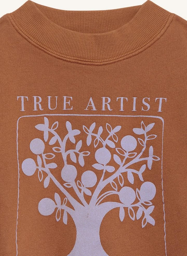 True Artist - Ex Libris organik pamuklu sweatshirt | Kahverengi