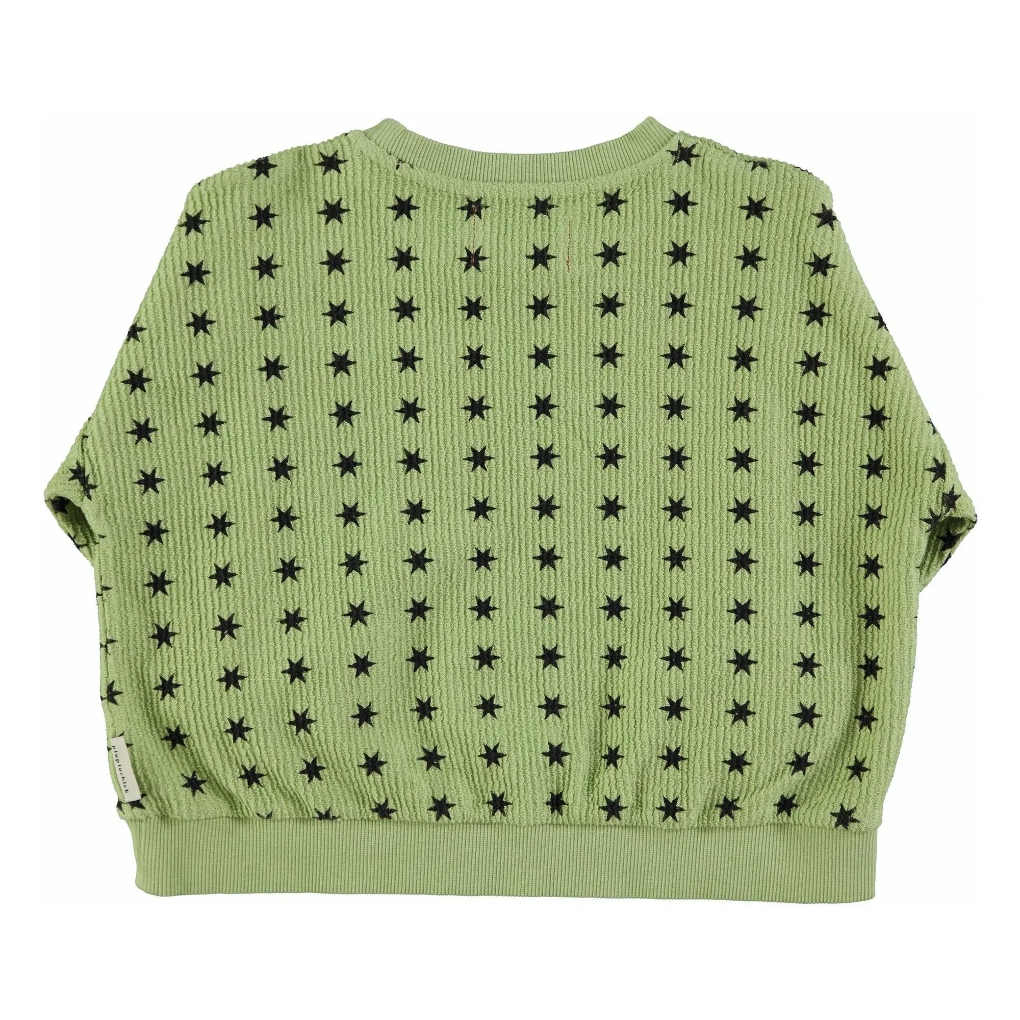 Piupiuchick - Sudadera de estrellas de canalé de algodón orgánico | Verde