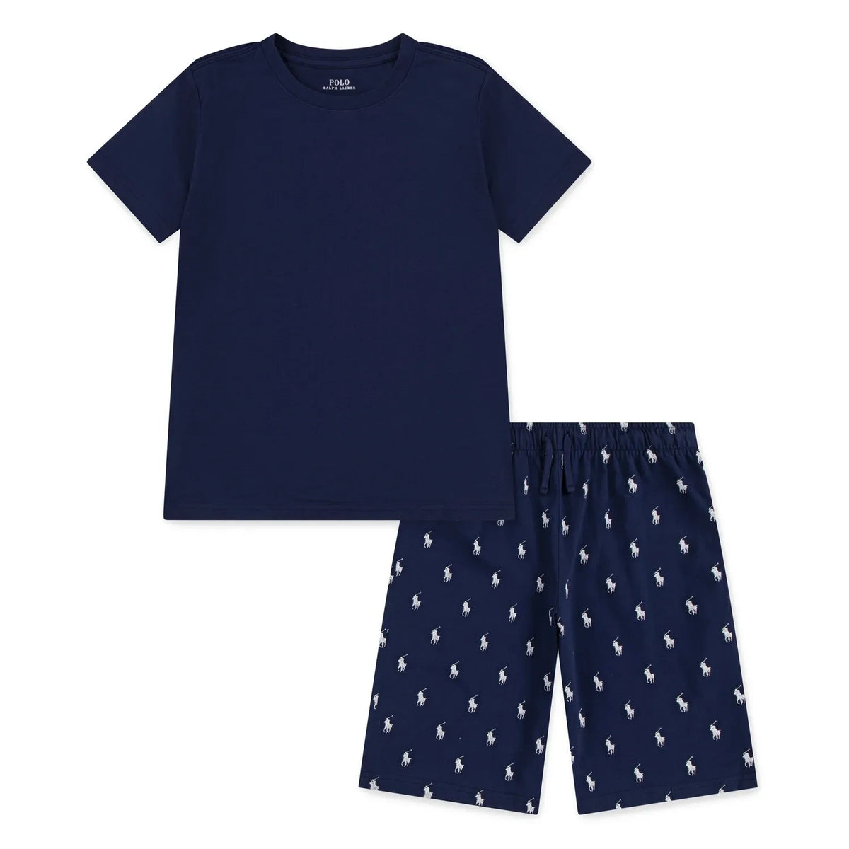 Ralph Lauren - Conjunto de pijama de camiseta y pantalón corto con logo | Azul marino