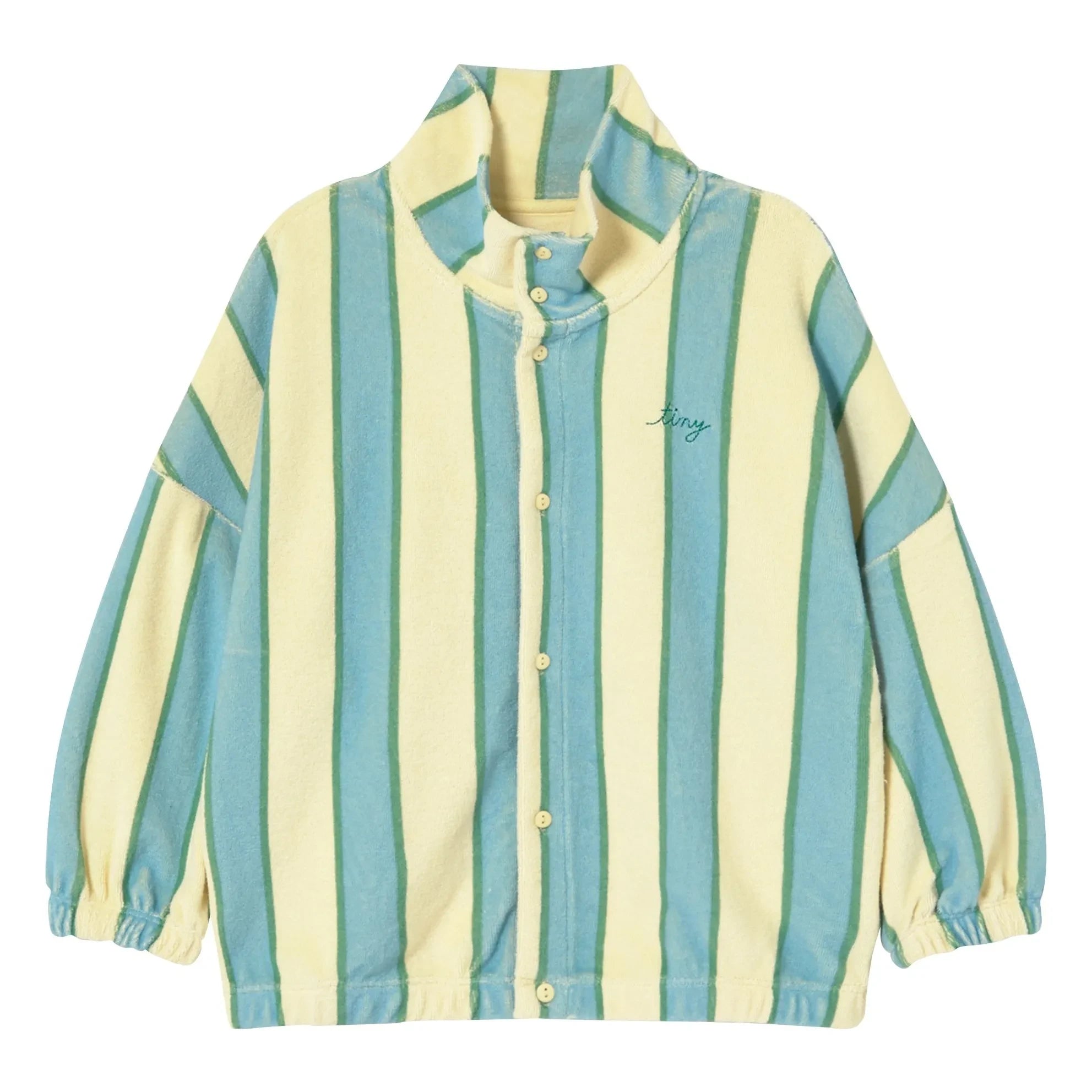 Tinycottons - Sudadera de cuello alto a rayas de algodón orgánico con botones | Amarillo claro