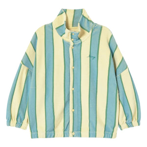 Tinycottons - Sudadera de cuello alto a rayas de algodón orgánico con botones | Amarillo claro