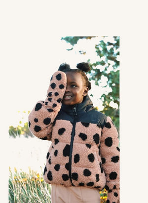 Liewood - Guantes Sherpa de fibra reciclada Grethe Leopardo | Rosa Pálido