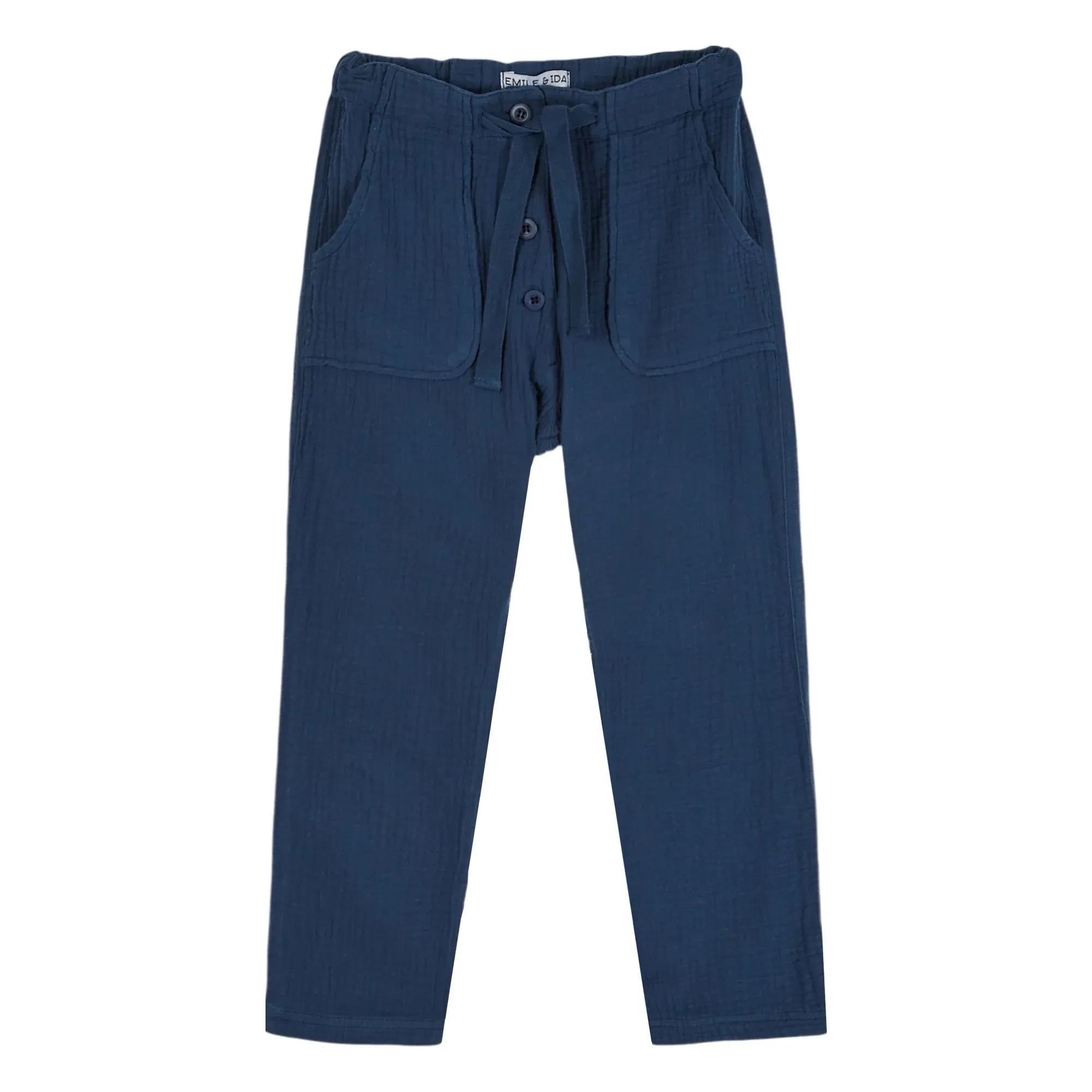 Emile et Ida - Pantalón liso de gasa de algodón | Azul marino