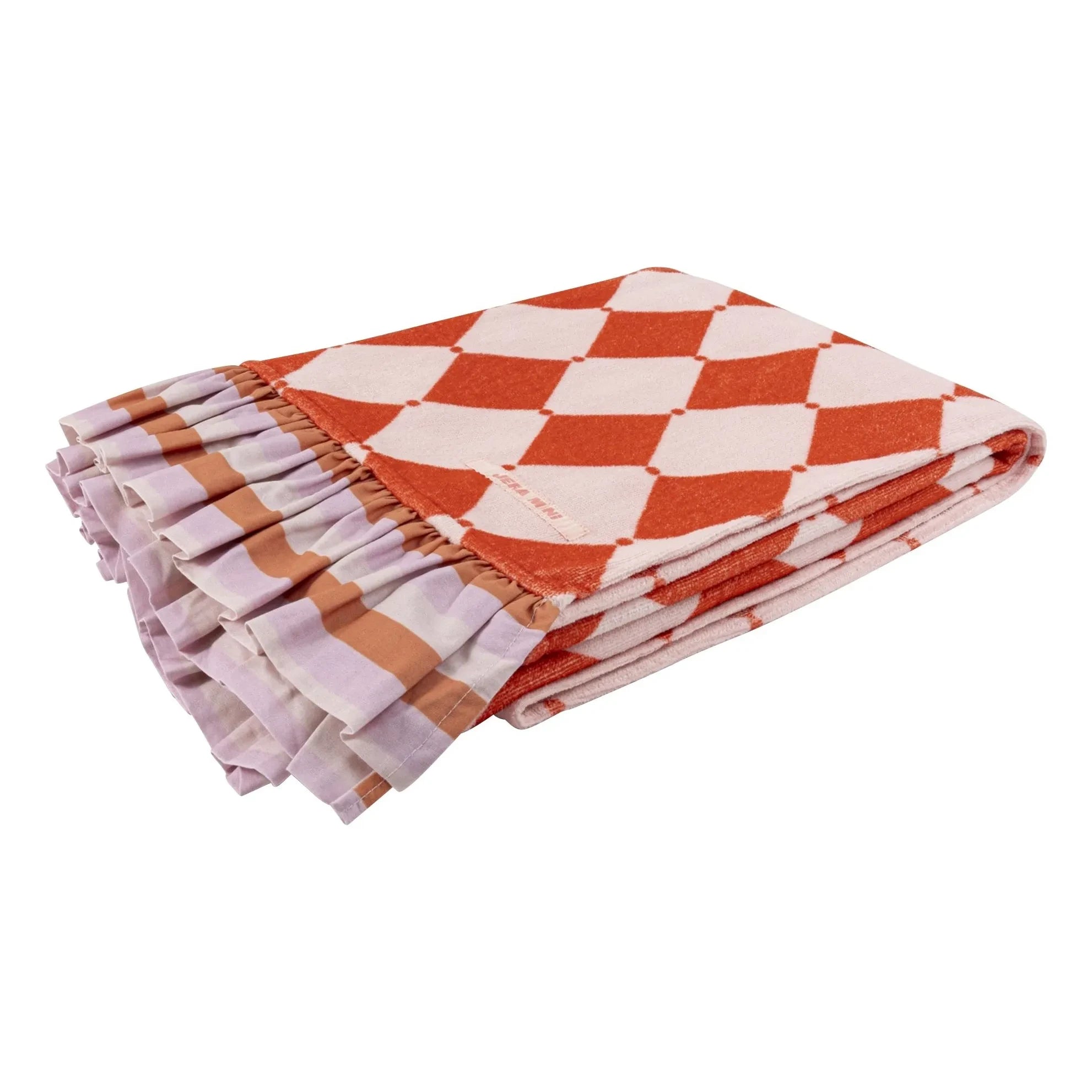 Jera Mini - Toalla fouta de rizo con volantes Losange | Rosa