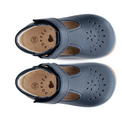 Poppée - Zapatos Mary Jane con cierre de velcro y correa en T Milton | Azul marino