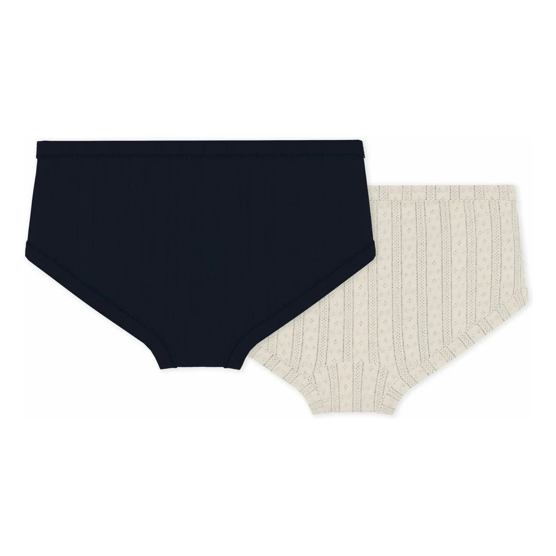 Petit Bateau - Conjunto de 2 bragas de talle alto con calado | Crudo
