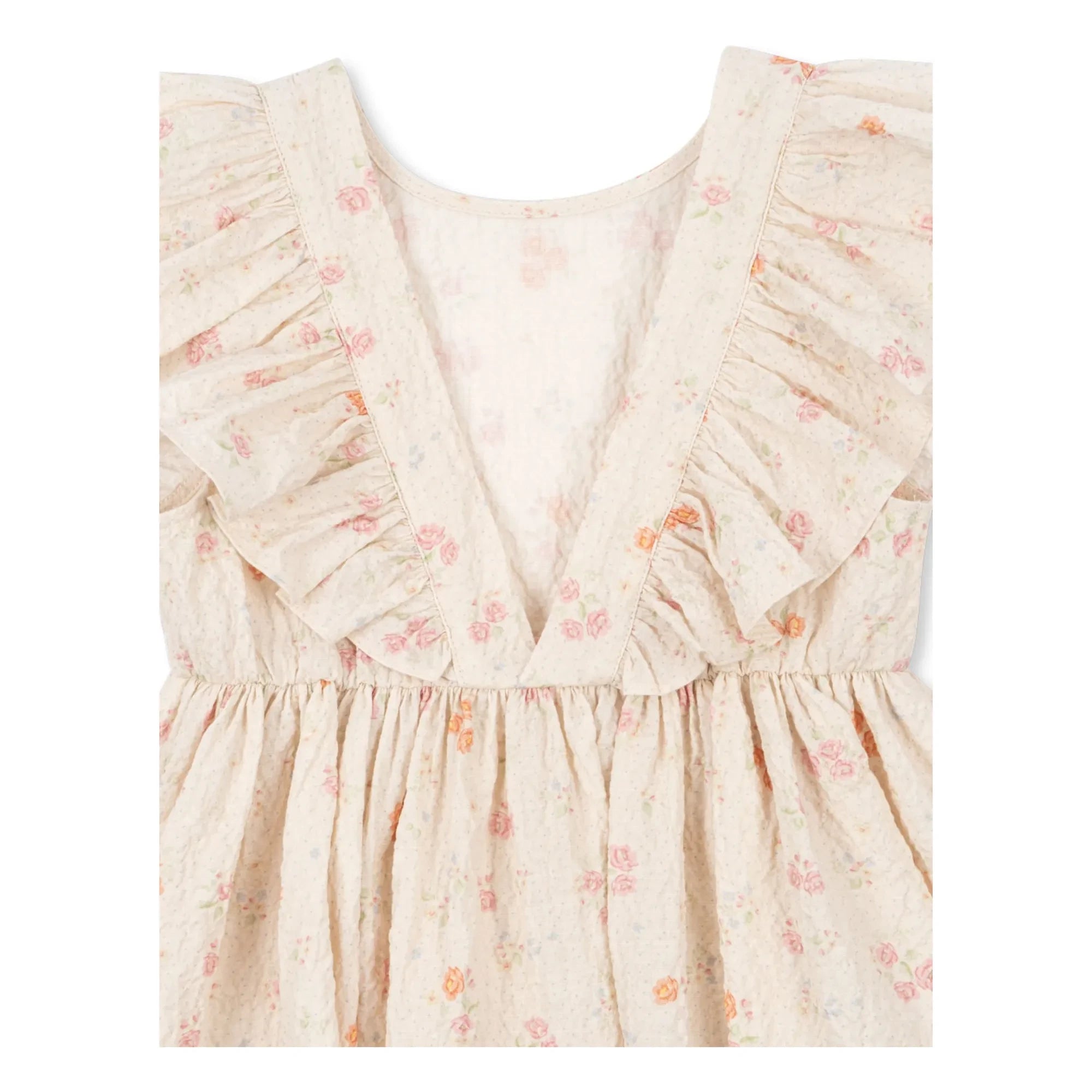 Konges Sløjd - Vestido de algodón orgánico con volantes Elin Fleurie | Beige