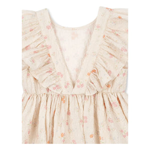 Konges Sløjd - Vestido de algodón orgánico con volantes Elin Fleurie | Beige