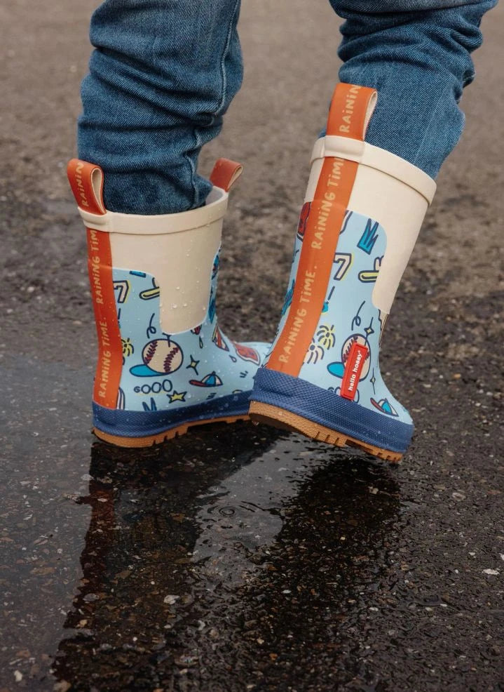 Hello Hossy - Botas de lluvia con juego de béisbol | Azul