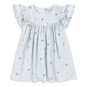 Konges Sløjd - Vestido de algodón orgánico Coco Cerises | Azul claro