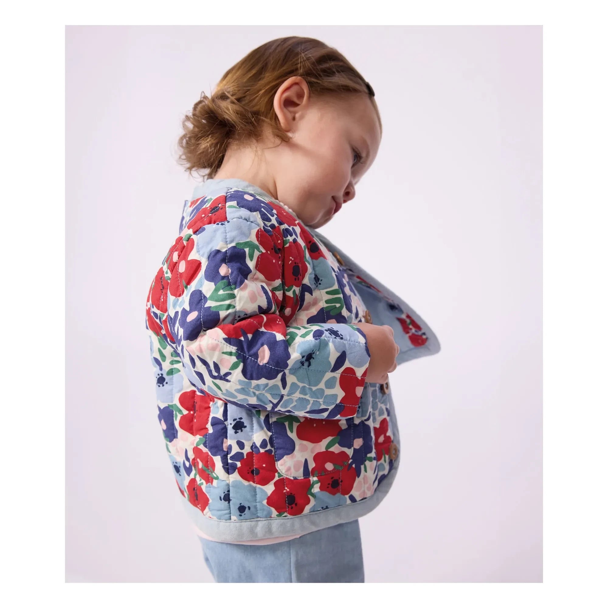 Petit Bateau - Chaqueta acolchada de algodón orgánico Fleurie | Azul