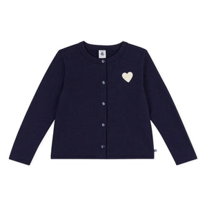 Petit Bateau - Cárdigan liso de felpa | Azul marino
