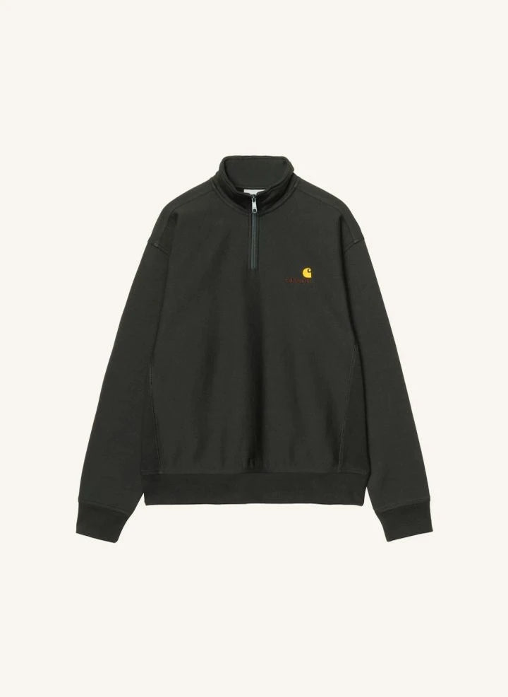 Carhartt WIP - Sudadera American Script con media cremallera | Negro