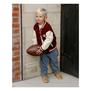 Rylee + Cru - Chaqueta Bomber de Terciopelo Varsity | Burdeos