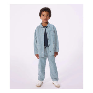 Petit Bateau - Chaqueta de trabajo de algodón orgánico a rayas | Azul