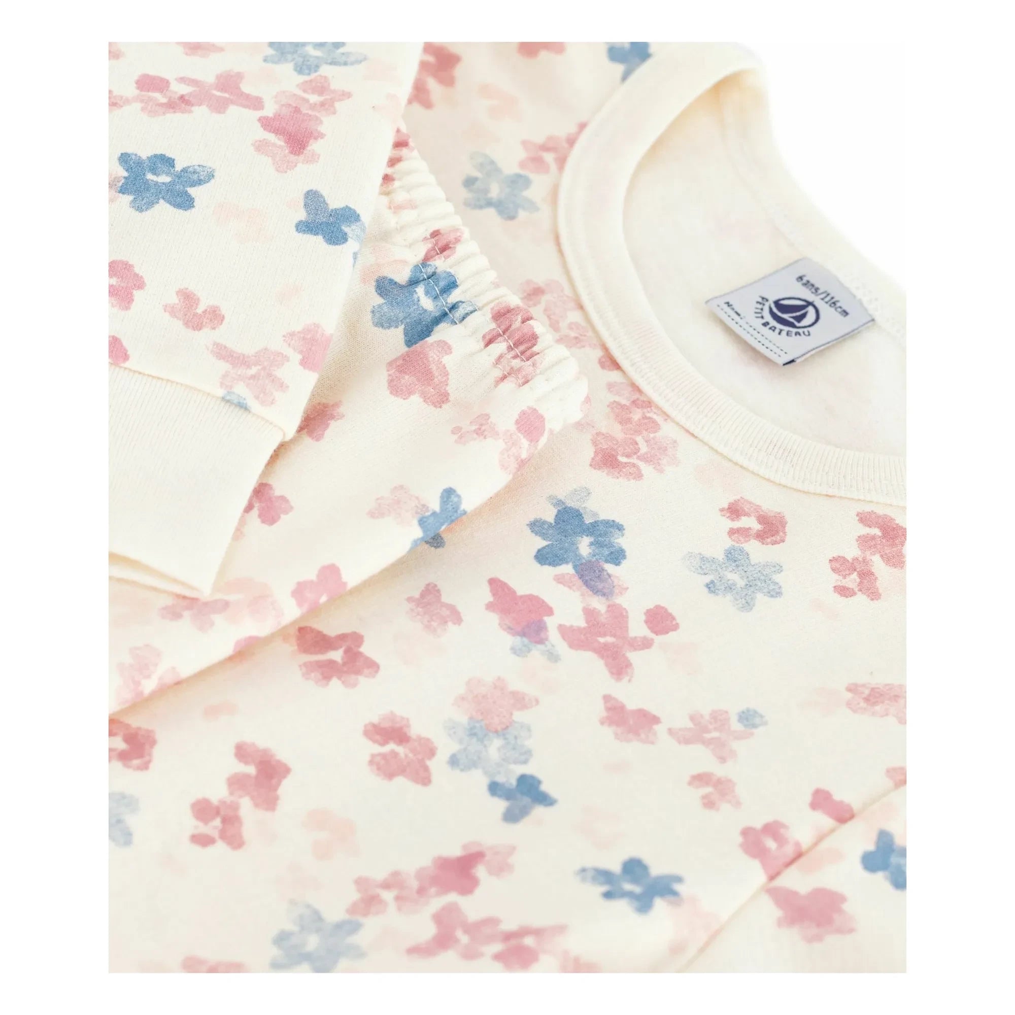 Petit Bateau - Pijama de algodón orgánico con estampado floral | Crudo