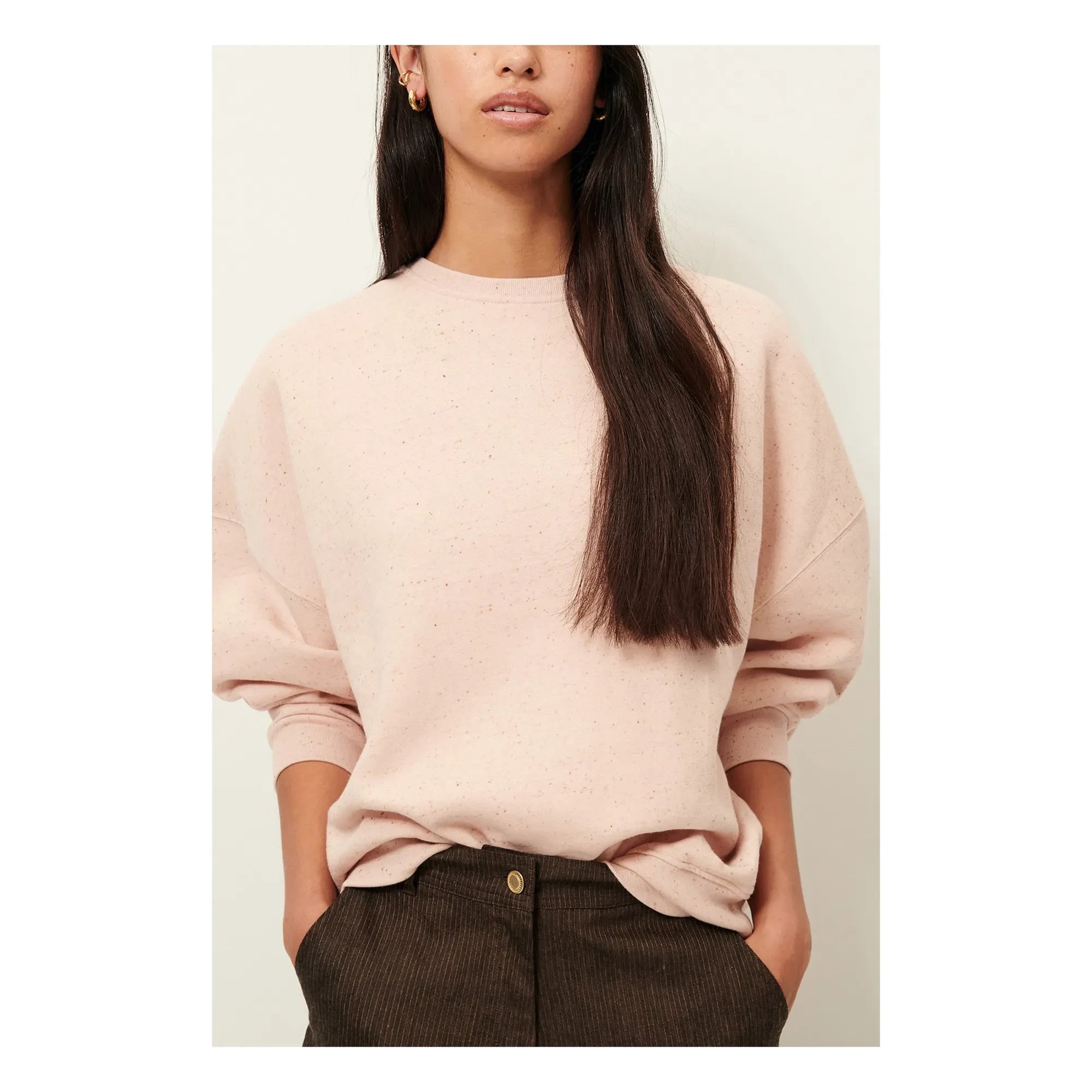 Sessùn - Sudadera Chebbi Oversize de algodón orgánico y reciclado | Rosa jaspeado