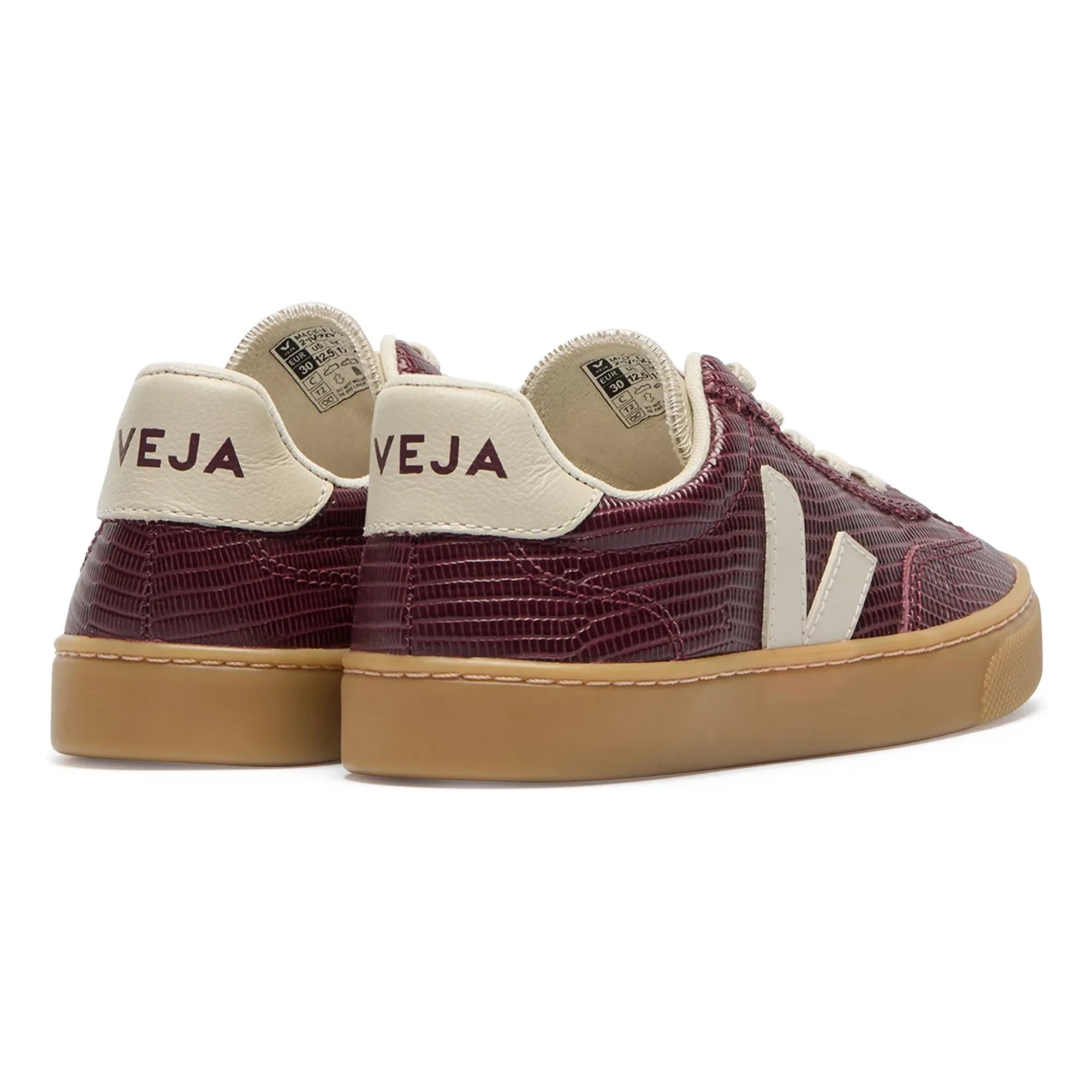 Veja - Zapatillas con cordones de cuero | Burdeos
