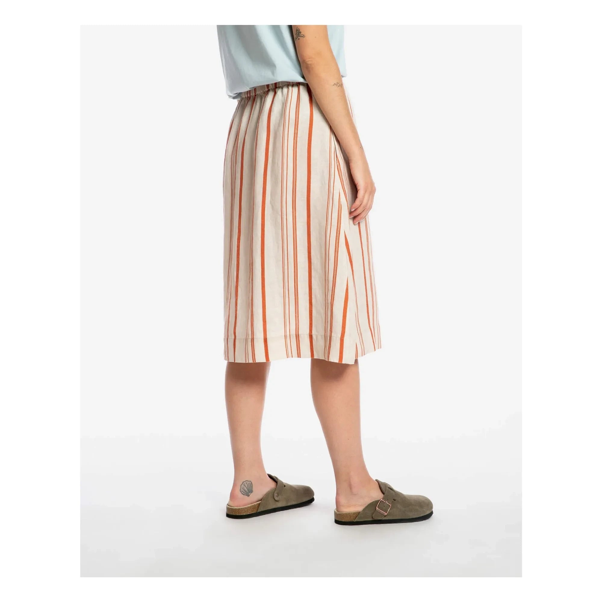 Matona - Falda midi de lino a rayas | Blanco roto