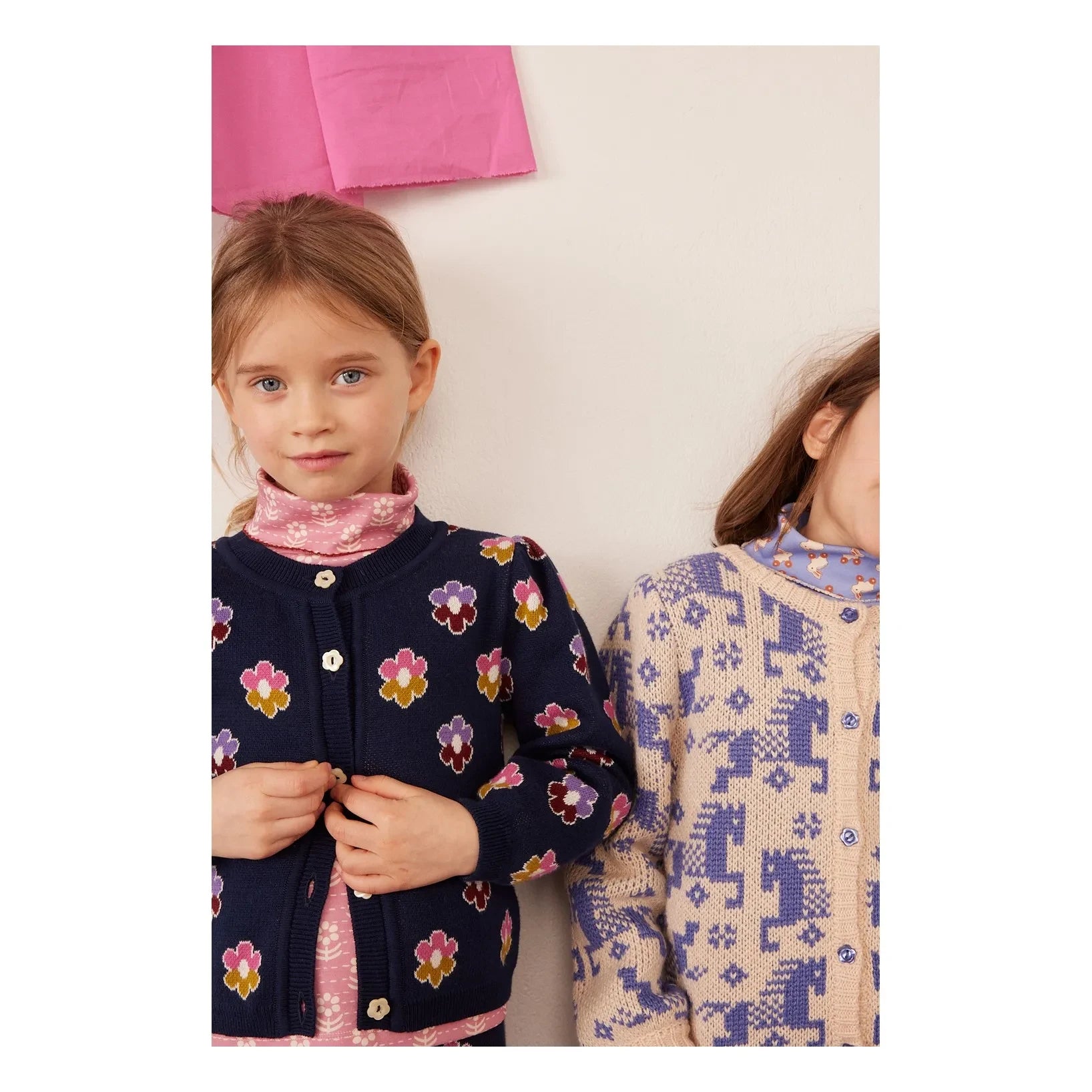 Hello Simone - Twiggy Çiçek Desenli Organik Pamuklu Balıkçı Yaka | Pembe
