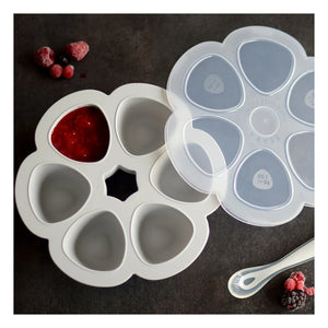 Béaba - Molde de Silicona para Comida de Bebé - 6 x 90 ml | Gris Claro