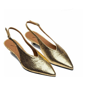 Lachoix - Zapatos Destalonados con Tacón Metálico | Dorado