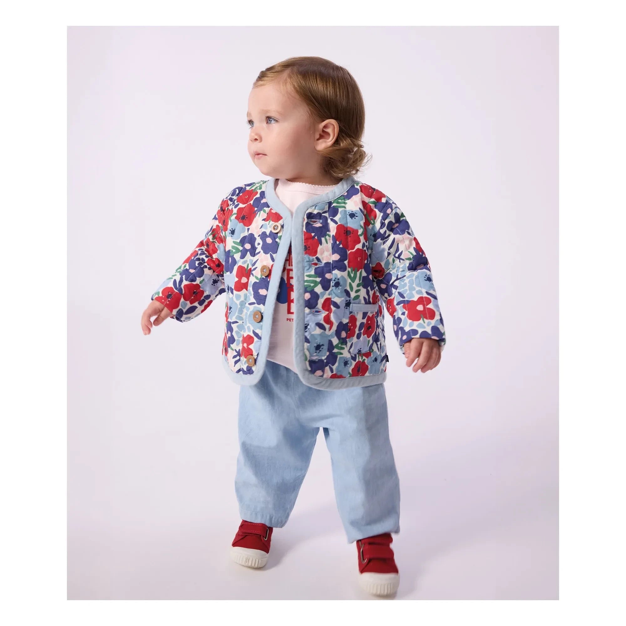 Petit Bateau - Chaqueta acolchada de algodón orgánico Fleurie | Azul