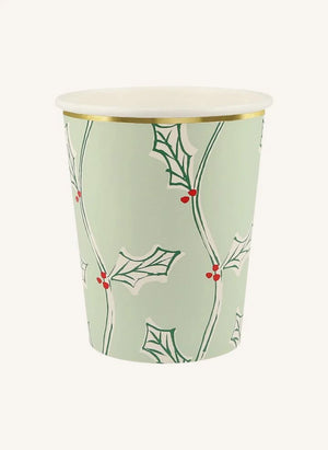 Meri Meri - Vasos de Navidad con Estampado en Bloque - Set de 8