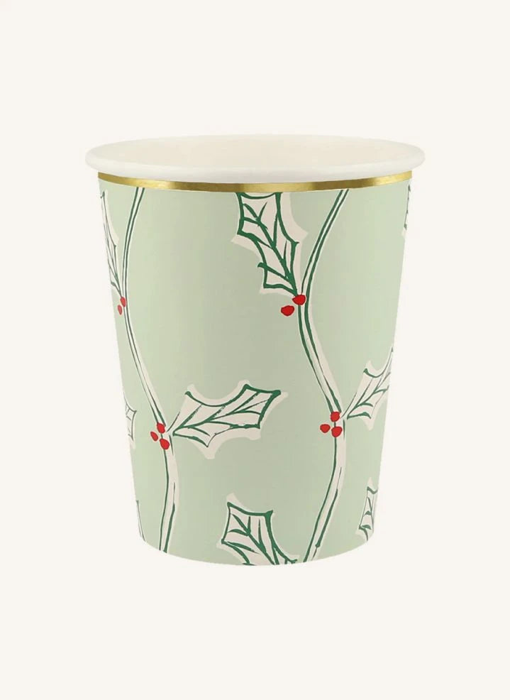 Meri Meri - Vasos de Navidad con Estampado en Bloque - Set de 8