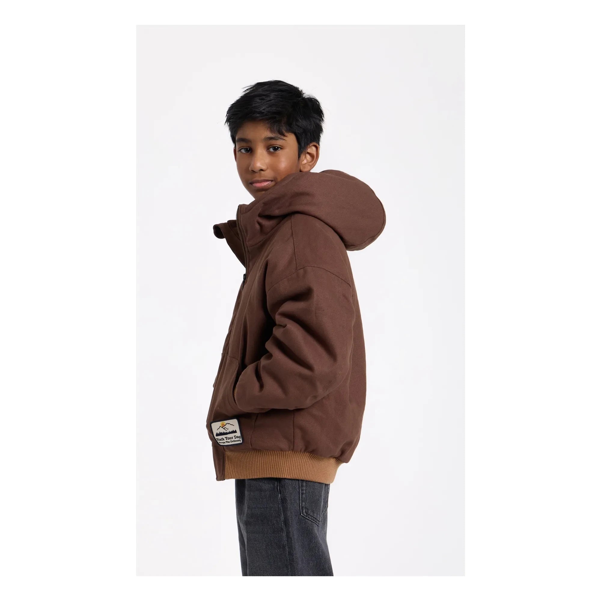Hundred Pieces - Chaqueta con capucha mate | Marrón