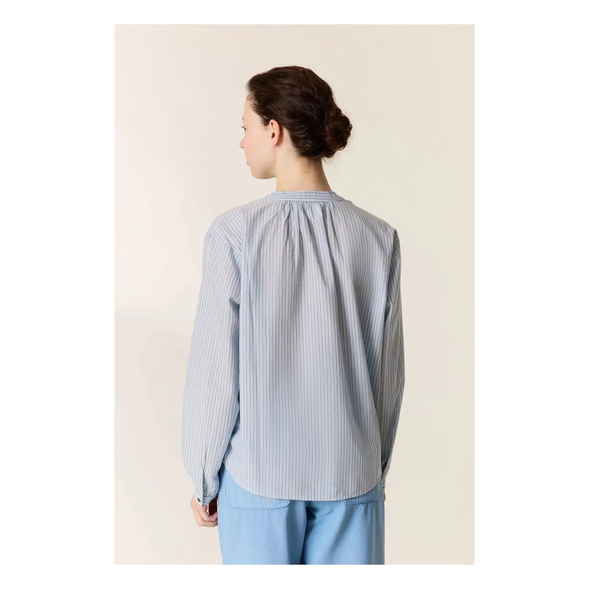 Leon & Harper - Blusas de algodón orgánico a rayas Cirus | Azul