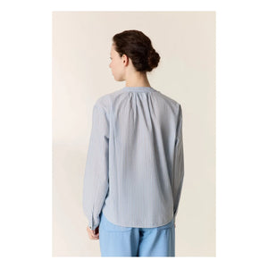 Leon & Harper - Blusas de algodón orgánico a rayas Cirus | Azul