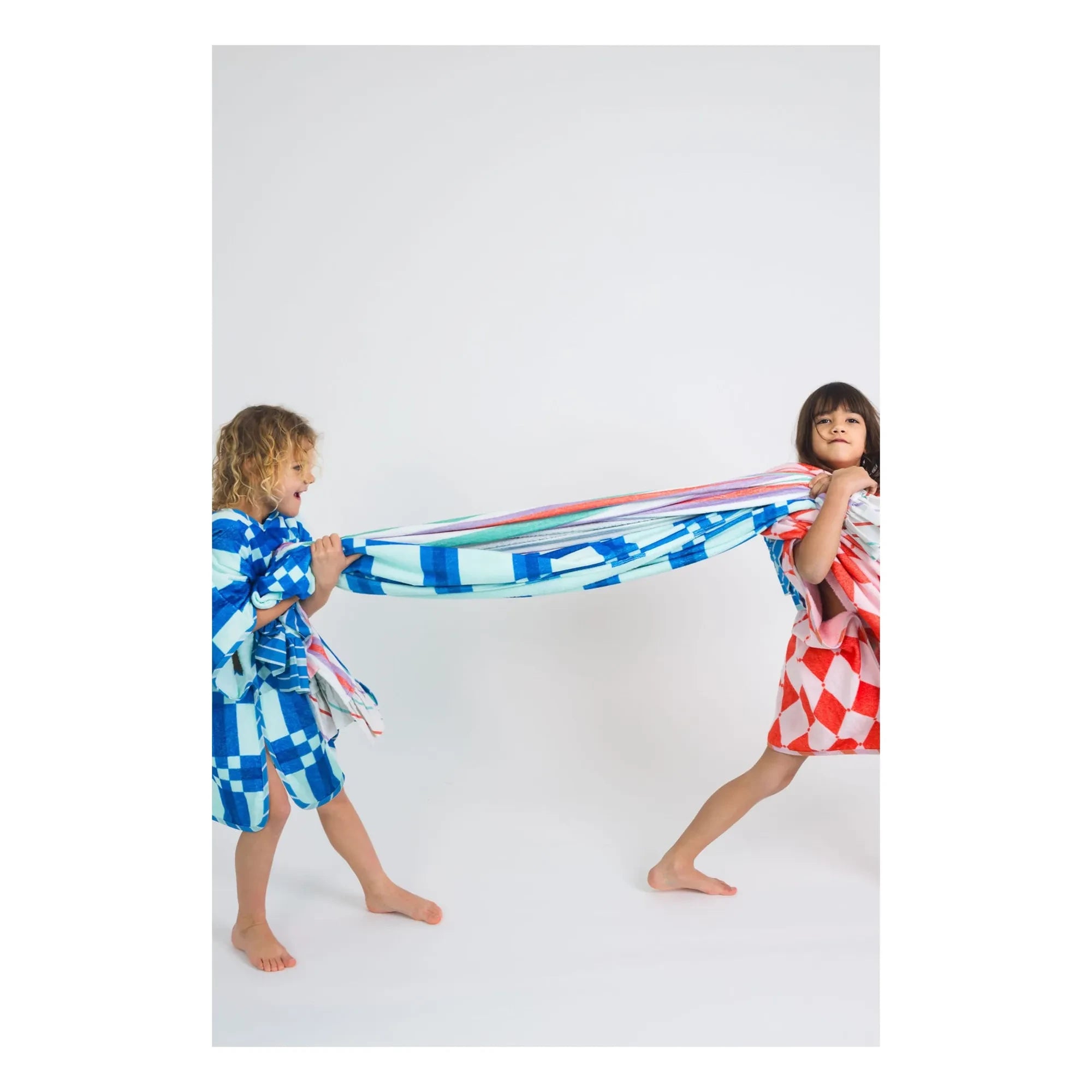Jera Mini - Poncho de toalla a cuadros | Azul