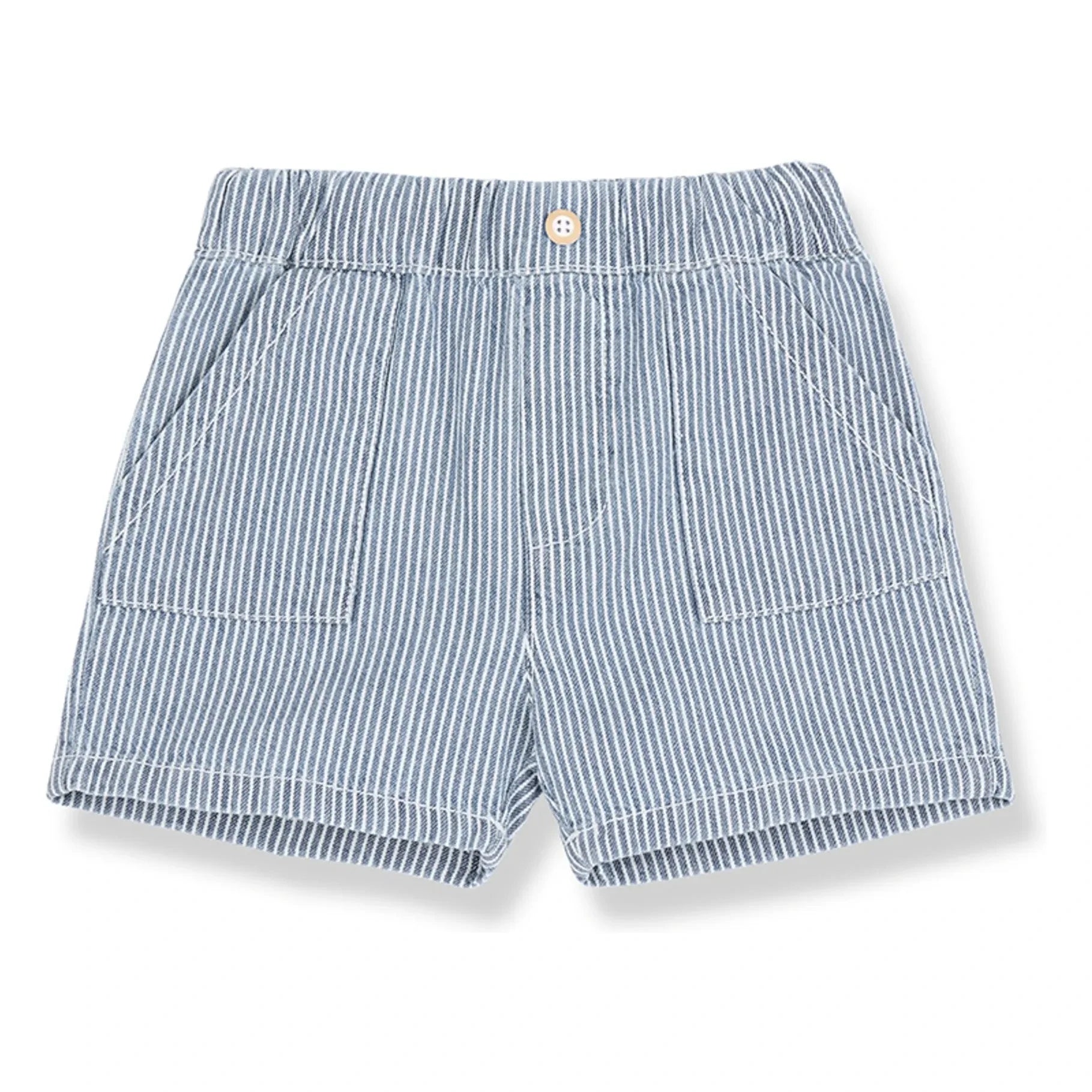 1+ in the family - Andratx Bermuda vaquera de rayas de algodón orgánico | Azul claro
